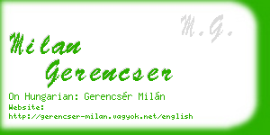 milan gerencser business card